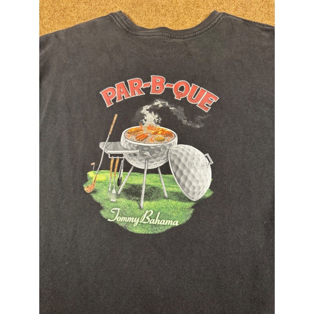 Tommy Bahama Mens T Shirt Size 3XL Golf BBQ Black Short Sleeve Faded Par B Que